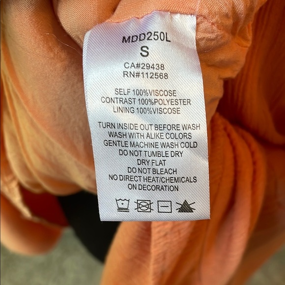 Miss Me Tiered Ruffle, Embroidered, Coral Mini Dress 3/4 Length Sleeves - Small - Picture 6 of 6